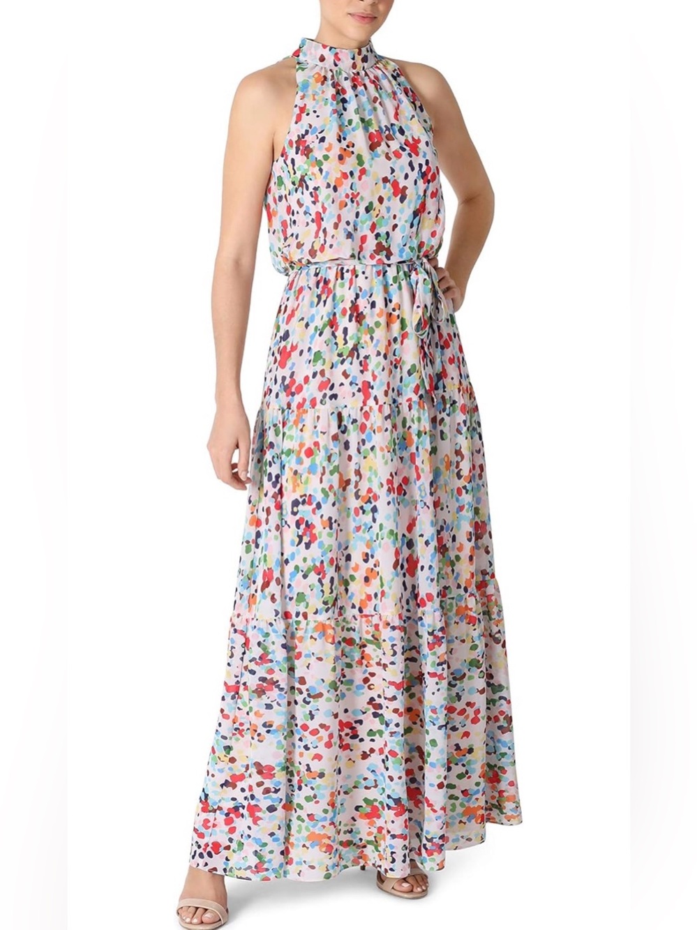 Julia Jordan Women’s Mock Neck 3 Tier Printed Hulter Maxi Dress Size 12